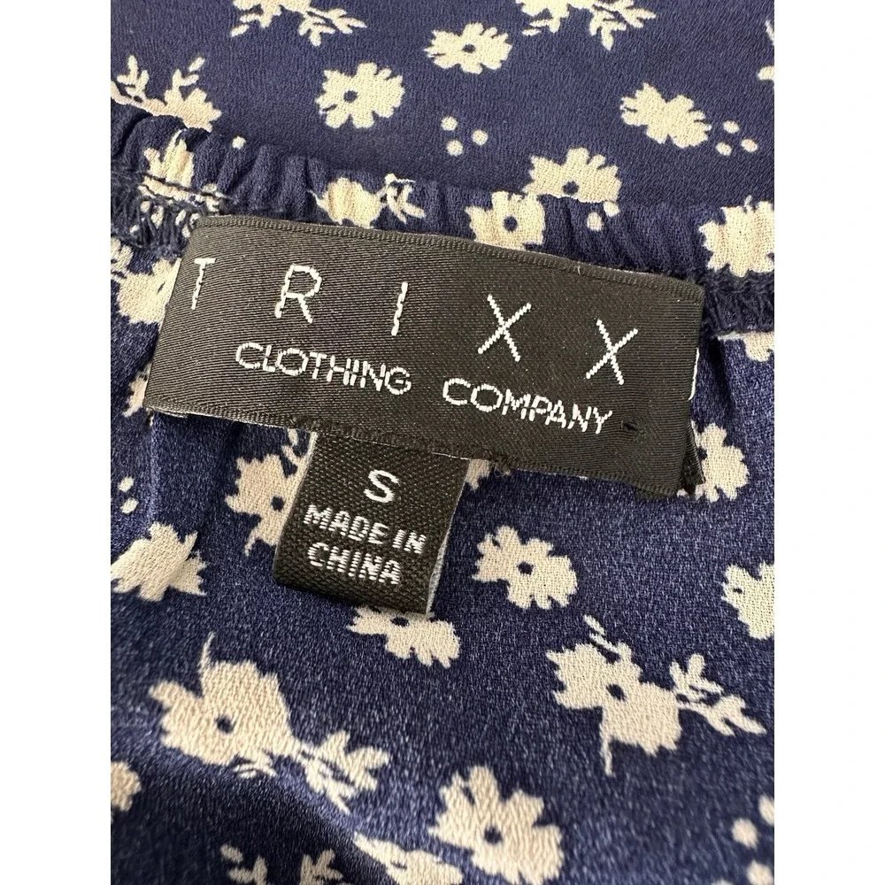 Trixxi Midi Floral Dress Navy Prairie Peasant Earthy Wanderlust Farmcore Size Sm